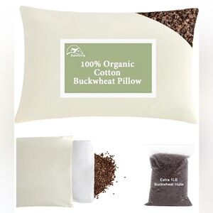 NEW Organic Buckwheat Pillow 20”x26” Adjustable Firmness Neck Support